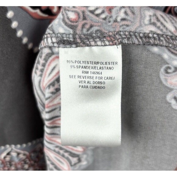 Robbie Bee Floral Medallion Wrap Dress Size 1X Gray Coral Pink Short Sleeve - Picture 8 of 11